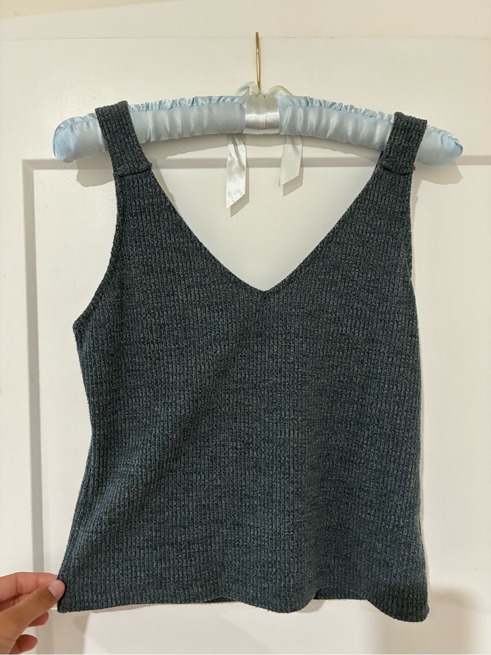 Stylish V-Neck Knit Tank Top - Navy
